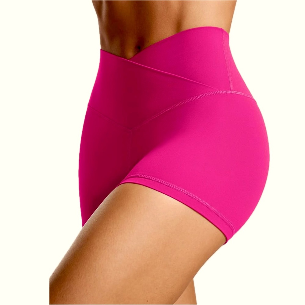 GAP Biker Crossover V High Waisted Shorts in Hot Pink 🩷